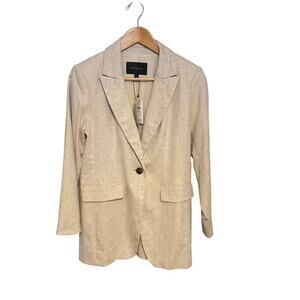 New Banana Republic Oatmeal Beige Linen‎ Blend Jacket Blazer Women's Petite Sz 4